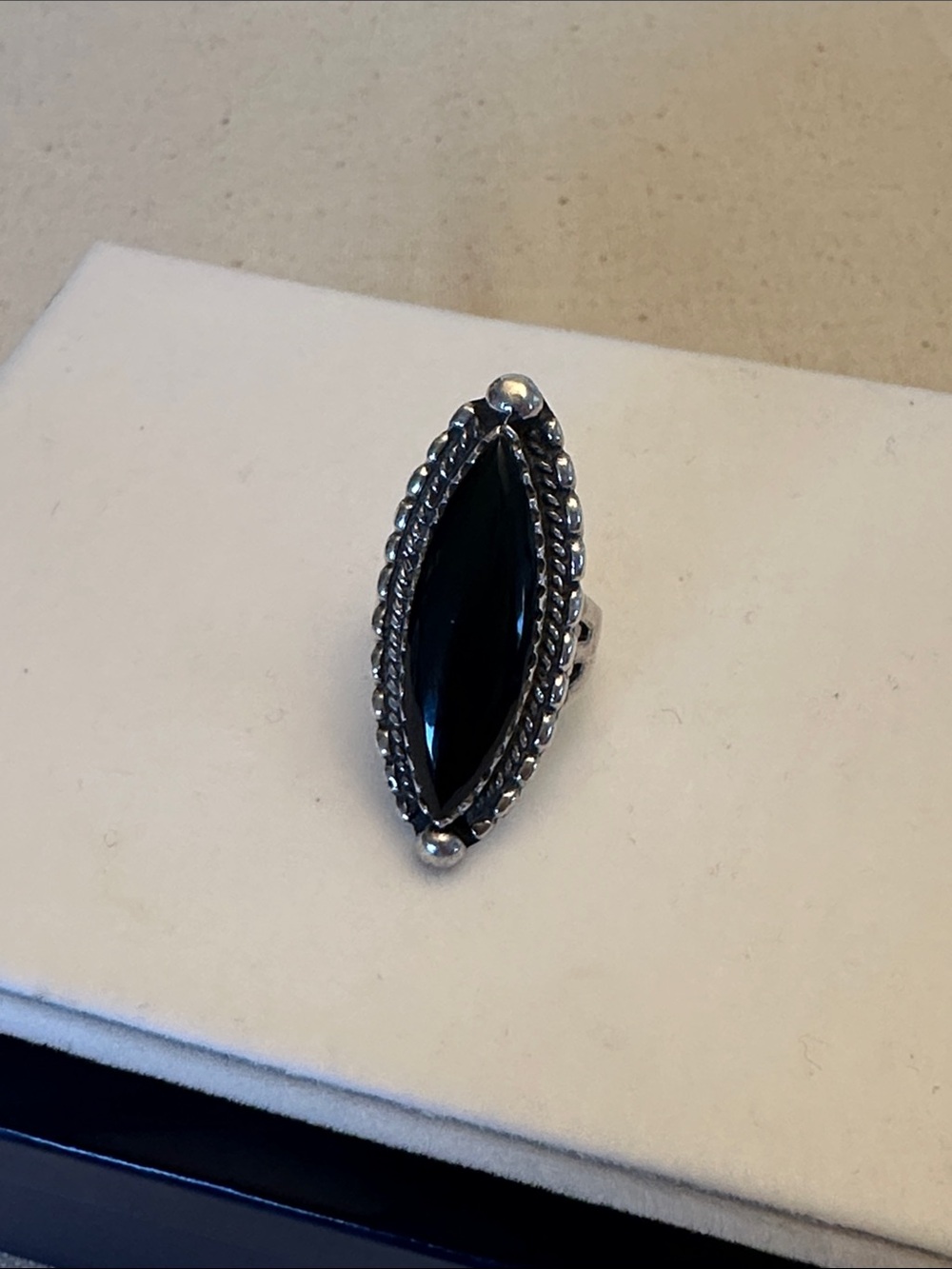 Sterling Silver Marquise Black Onyx Ring